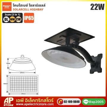 BEWON : โคมฝาชีติดผนังโซลาร์เซลล์ 22W