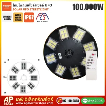 BEWON : โคมถนนโซล่าเซลล์ รุ่นซูปเปอร์ UFO 100,000W