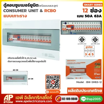 ตู้คอนซูมเมอร์ยูนิต กันดูด (เกาะราง) รุ่น SMART SERIES 12 ช่อง