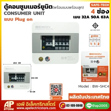 ตู้คอนซูมเมอร์ยูนิต (Plug On) รุ่น SAFE-TECH 4 ช่อง
