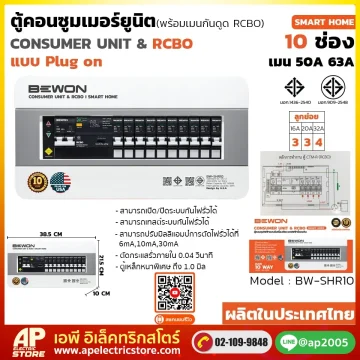 ตู้คอนซูมเมอร์ยูนิต กันดูด (Plug On) รุ่น SMART HOME 10 ช่อง