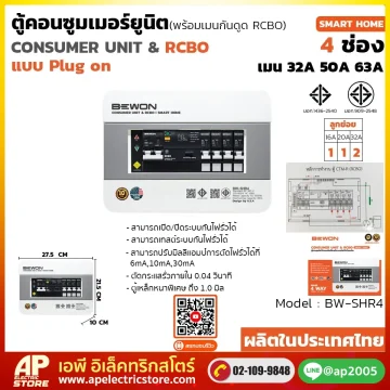 ตู้คอนซูมเมอร์ยูนิต กันดูด (Plug On) รุ่น SMART HOME 4 ช่อง
