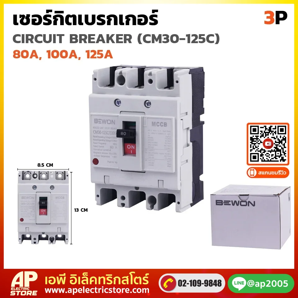 เซอร์กิตเบรกเกอร์ MCCB 3P (CM30-125C)